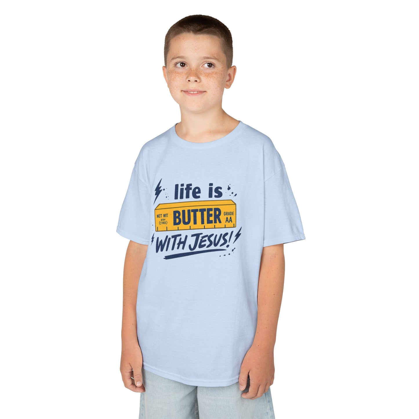 Kids "Life is Butter with Jesus" Christian T-Shirt