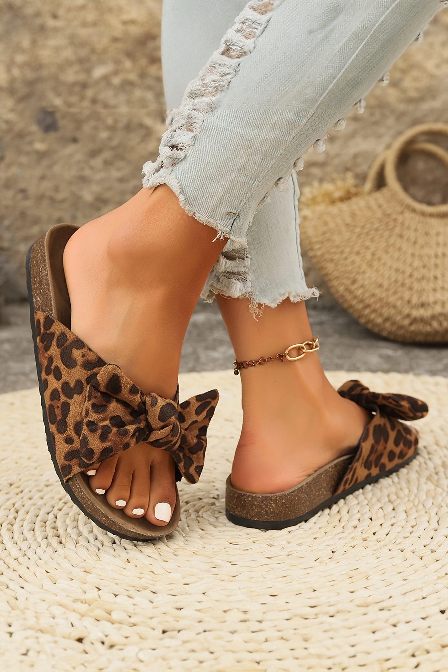 Leopard Bow Everyday Comfort Slides