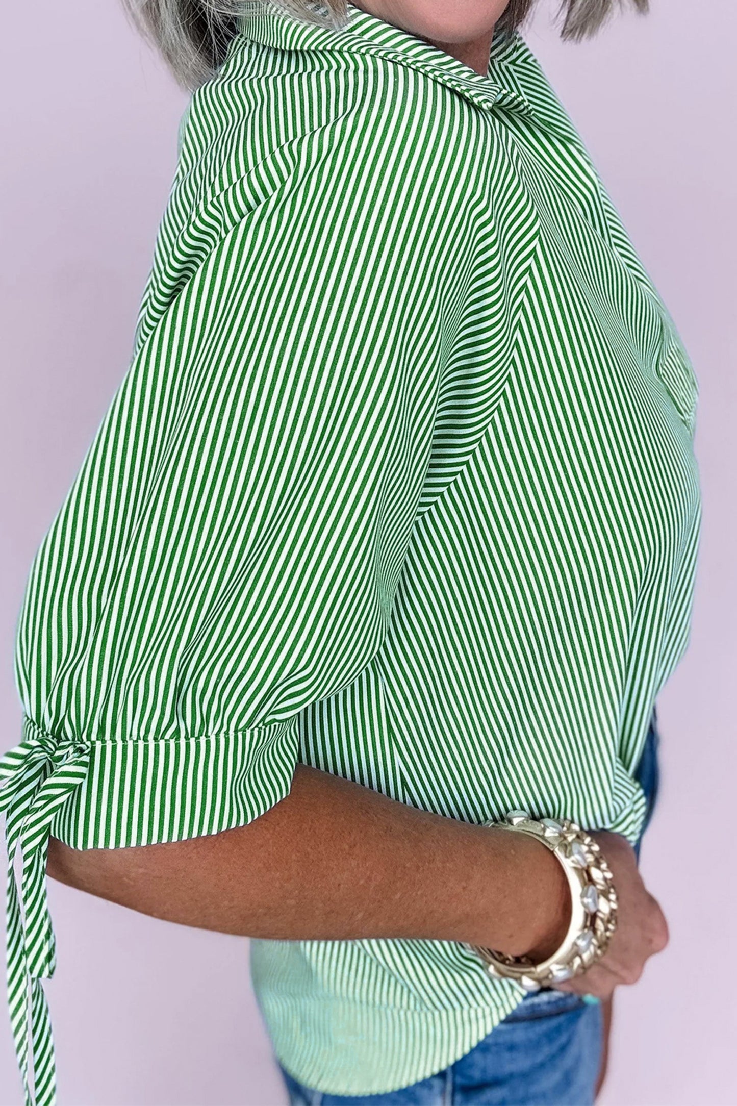 Mint Green Striped Blouse