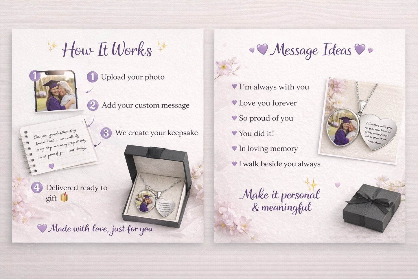 Personalized Photo Necklace β Graduation or Wedding Gift β Custom Engraved Keepsake