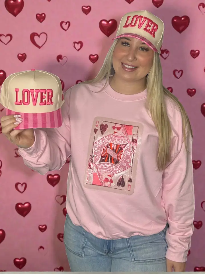 Queen of Hearts Valentine Sweatshirt – Pink