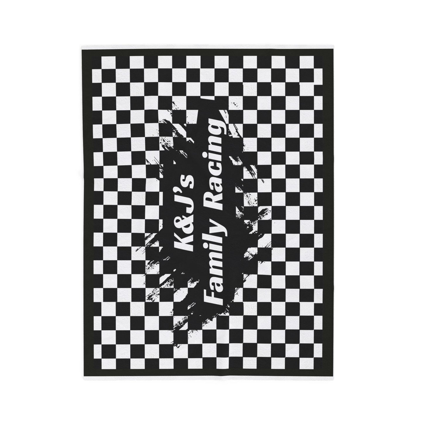 Racing Checkered Velveteen Blanket — “K&J’s Family Racing” Personalized Throw