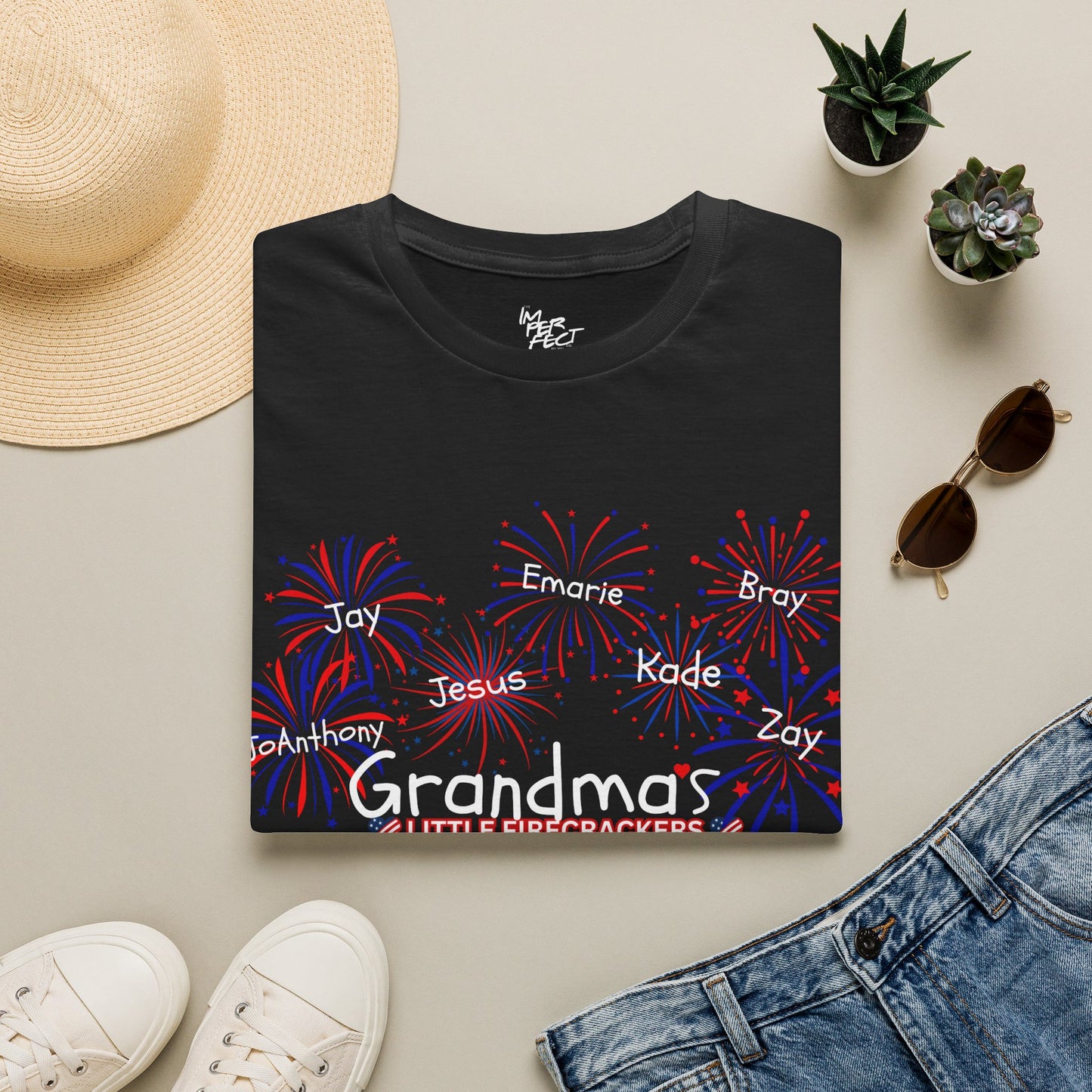 T-Shirt — Red, White & Blue Fireworks Graphic Tee (Patriotic Celebration)