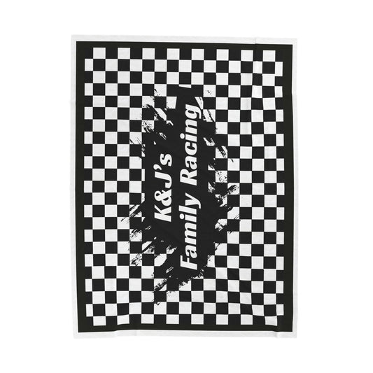 Racing Checkered Velveteen Blanket — “K&J’s Family Racing” Personalized Throw