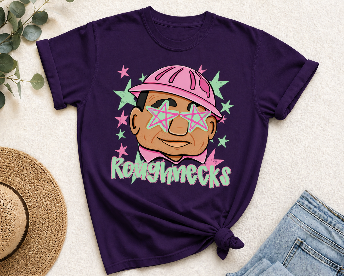 Roughneck Joe Star Tee – Girls Spirit Shirt (Purple)