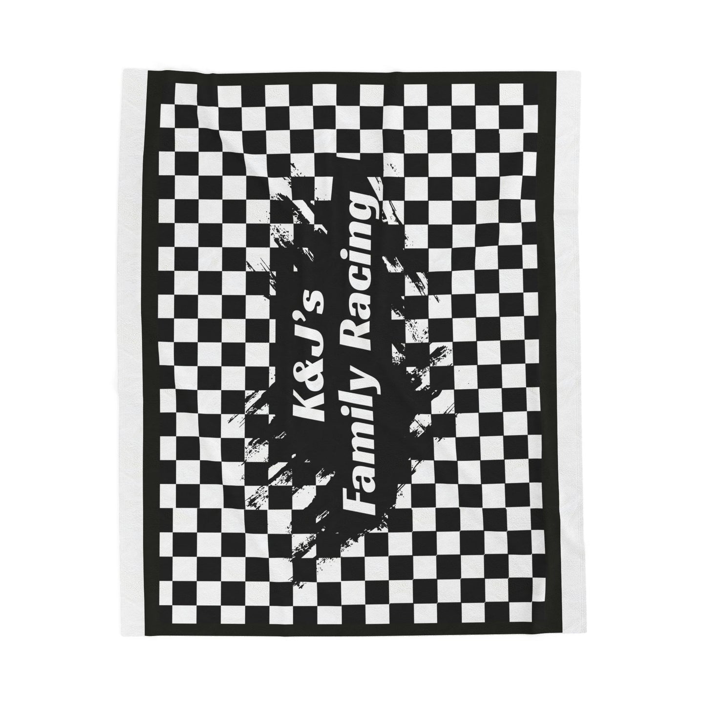 Racing Checkered Velveteen Blanket — “K&J’s Family Racing” Personalized Throw