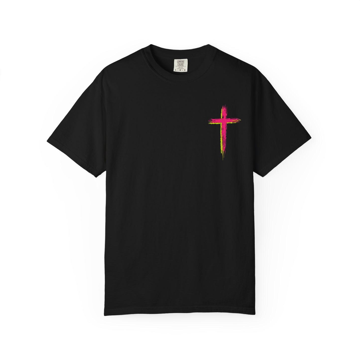 T-Shirt — "All My Role Models Went to Prison" Neon Cross Graphic