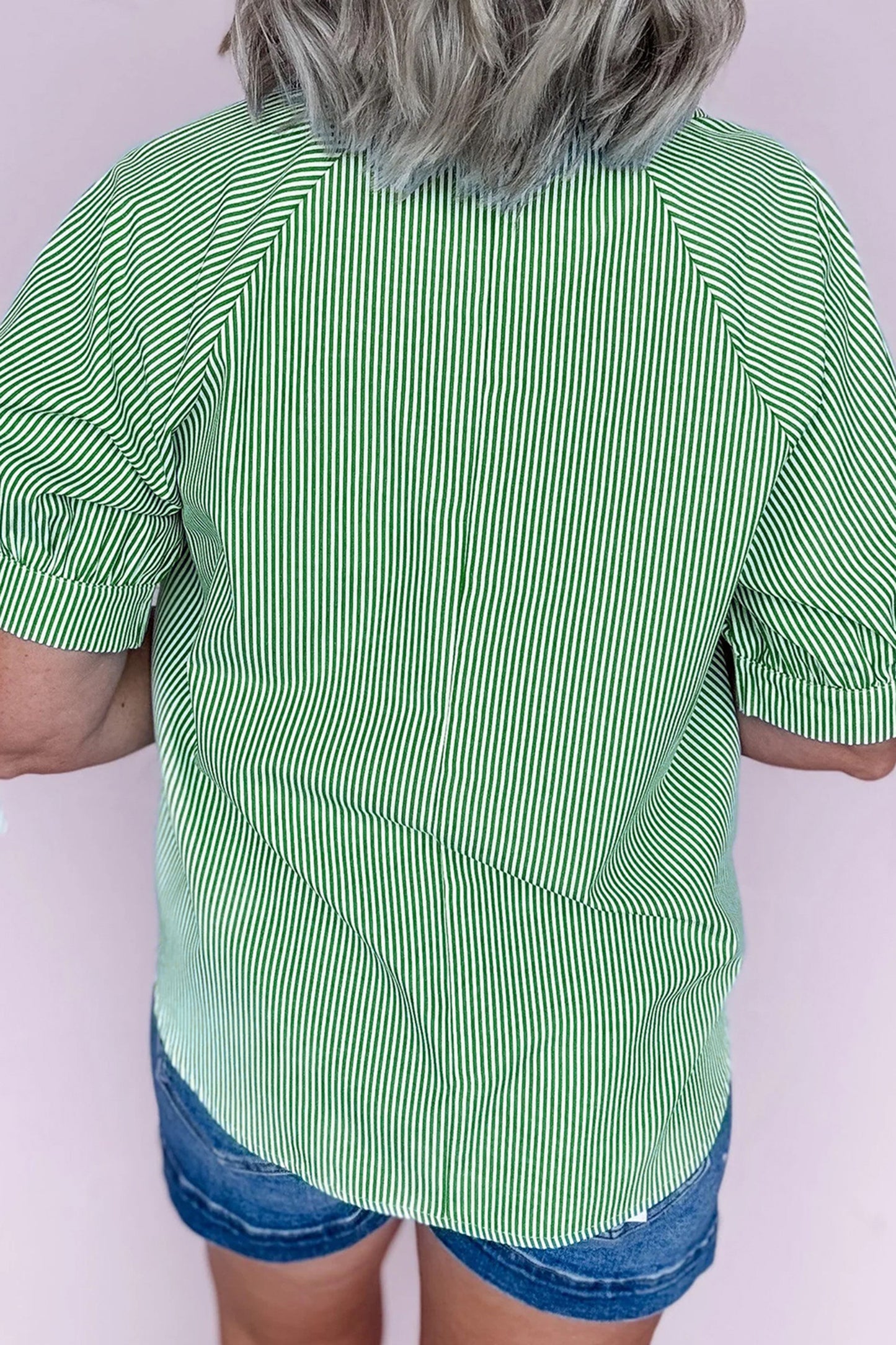 Mint Green Striped Blouse