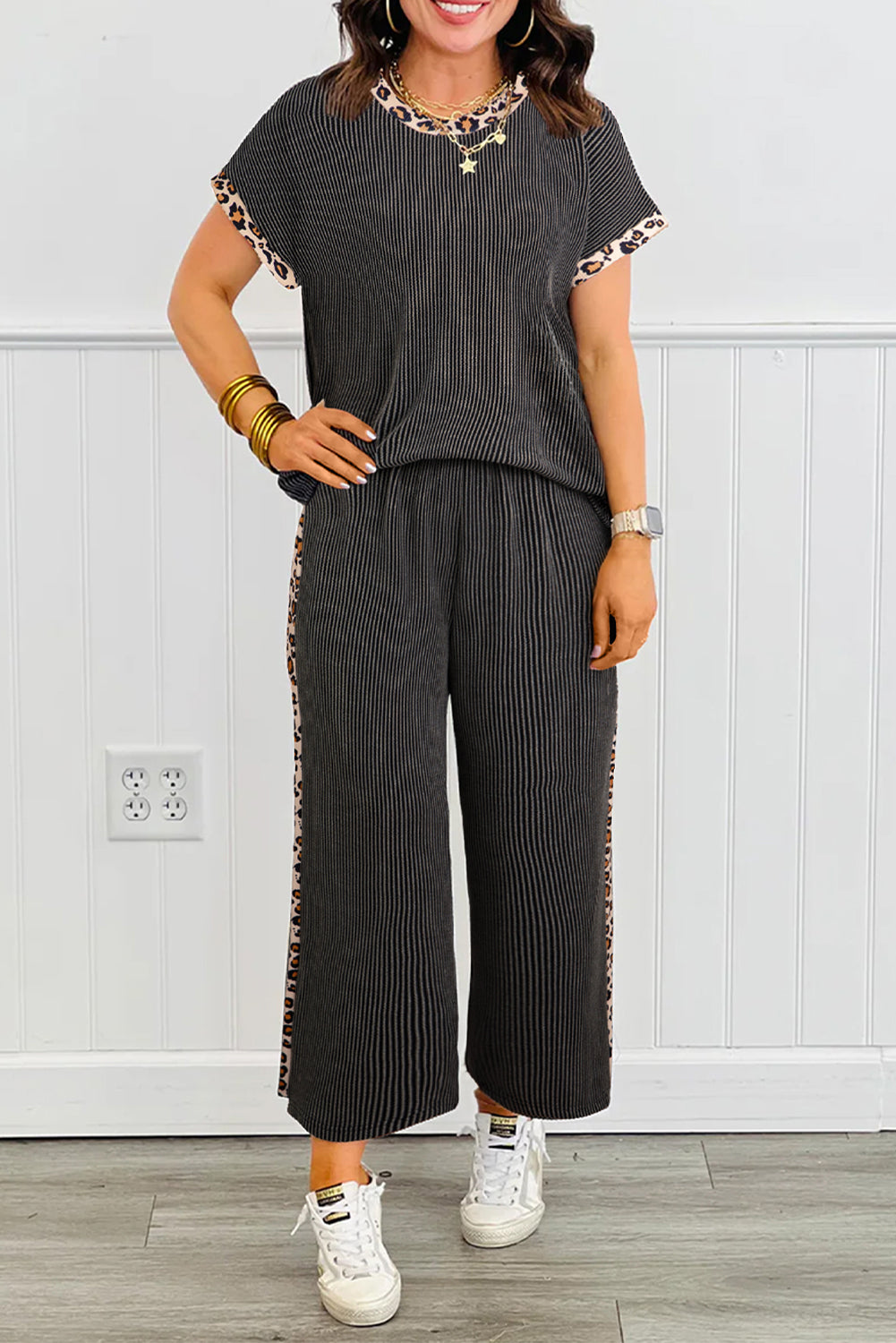 Carbon Grey Leopard Lounge Set