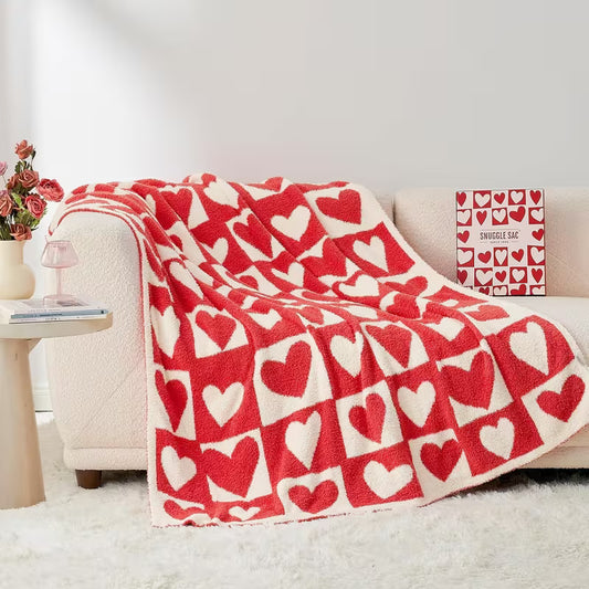 Red & White Heart Valentine Blanket – 40x50
